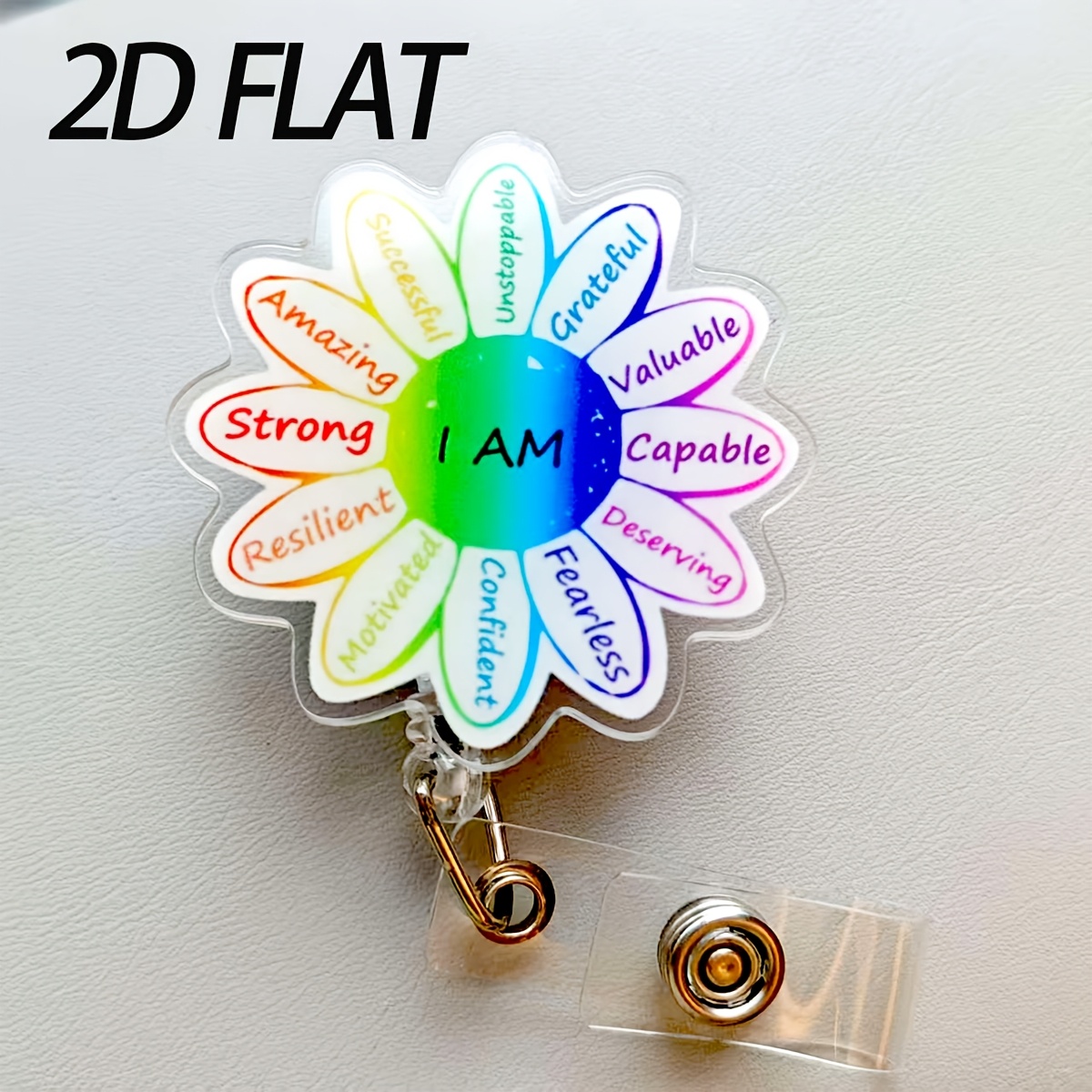 TEMU Dérouleur de badge 2D 1 pièce, amusant et , avec un design rétractable et léger et un clip de ceinture, parfait pour les infirmières, employés,
