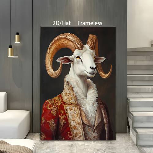 2d flat exquisite frameless wall art piece goat in red coat canvas decorative painting suitable for bedrooms kitchens living rooms dining rooms or cafes ideal for wall decoration best gift