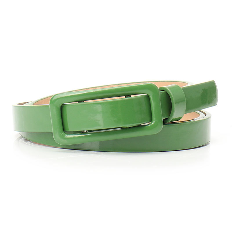 Image of 1pc New Non-perforated Lacquered Leather Women's Belt Versatile Jeans Dress Decorative Belt Candy Color Small Belt