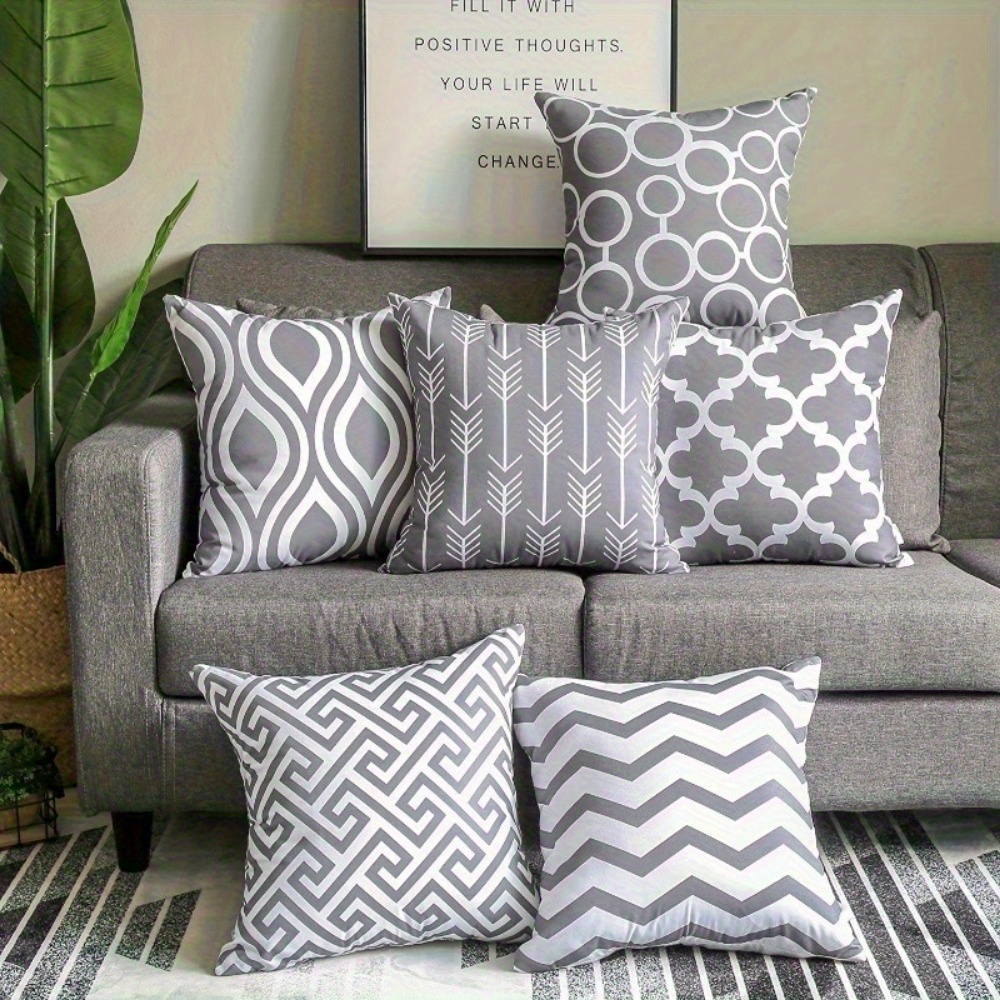 TEMU Set Of 6 Contemporary Geometric Striped Cushions For Festive Decor, Suitable For , Dorm Rooms, And Car Use. Pillow Covers Only, Without Inserts. Ideal Gifts For And Father's Day