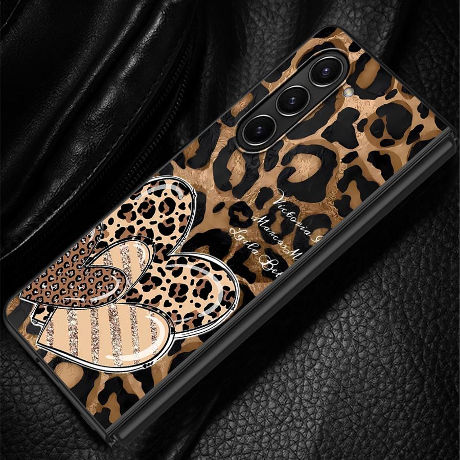 TEMU Phone Case: Cartoon Leopard Print Heart Pattern Back Phone Cover Case Suitable For For Galaxy Z Fold3 Z Fold 7 6 5 4 3 Z Z Fold4