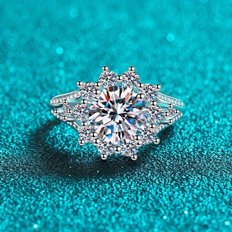 Women's 3ct Moissanite Light Ring - Sterling Silver, PT950 Golden Meson Plated
