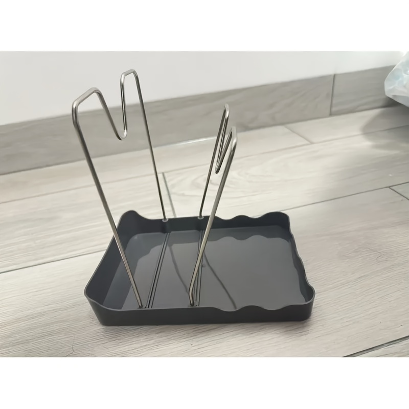 TEMU Stainless Steel Kitchen Storage Rack - Wall-mounted Design With Transparent Lid, -saving Solution For Storing Pots, Spatulas, And Spoons,