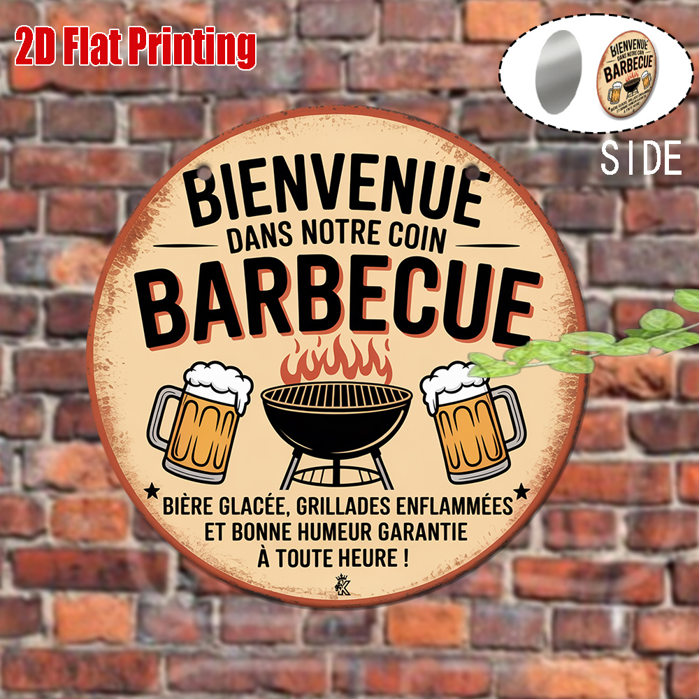 TEMU 2D Plat - [2D Plat] 2D Plat - [2D Plat] Panneau Imprimé 2D, 1pc, Panneau Métal Vintage, Plaque d'Extérieur & Décoration Murale (20.32 Cm * 20.32