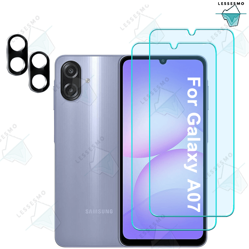 TEMU Kompatibel für for Samsung for Galaxy A07 Handyhülle mit Bildschirmschutz & Kameralinsenschutz - 2+2er Pack 9H Härte gehärtetes Glas, HD klar,