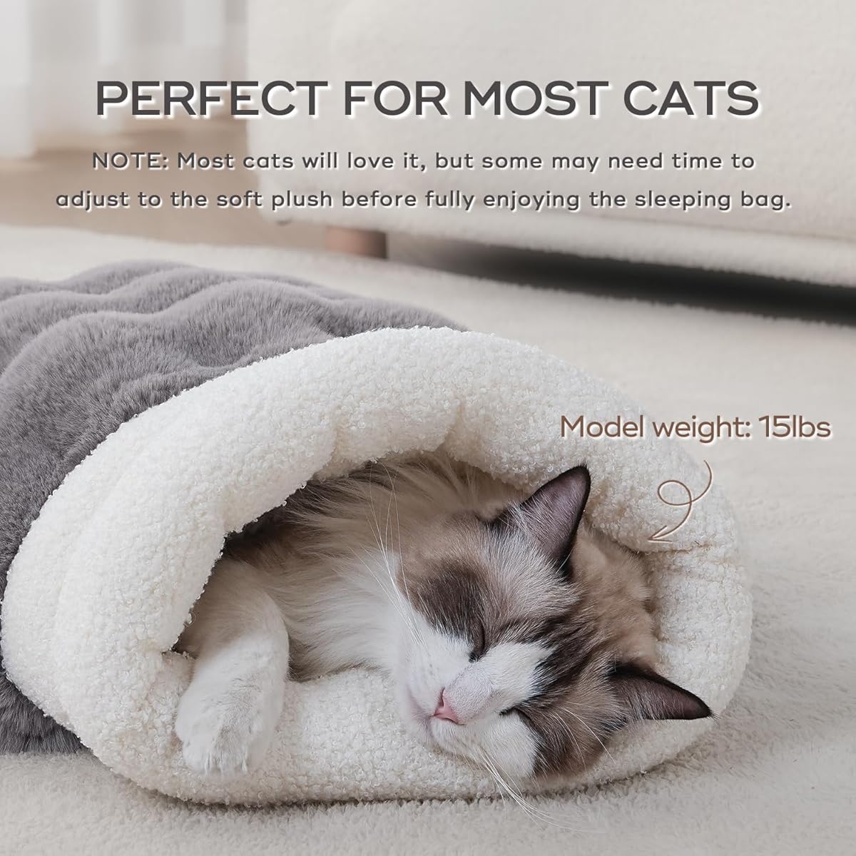 4 in 1 cat sleeping bag for small cats memory foam insulation removable washable cover cave   21x17 inch   warm bed for indoor cats Product details 5