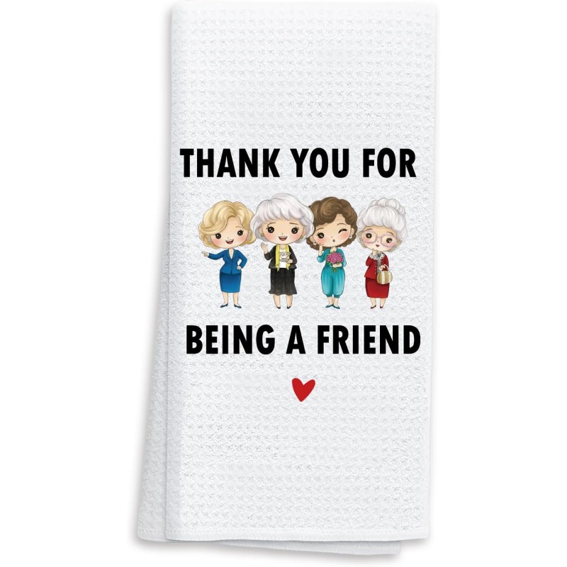 TEMU 1pc 18x26 Inch Funny Kitchen Towel Thank You For Being A Friend Decorative Tea Towels, Absorbent Blend Dish Towel, Unique Friend Housewarming