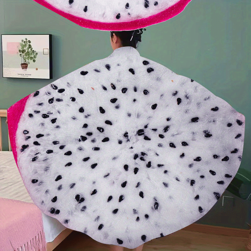 1개 용과 패턴 플란넬 라운드 담요 - 소파, 침대, 사무실, 캠핑 또는 여행용 부드럽고 따뜻하며 포근한 - 사계절 지오메트릭 디자인 선물 담요, 생동감 있는 혼합 색상