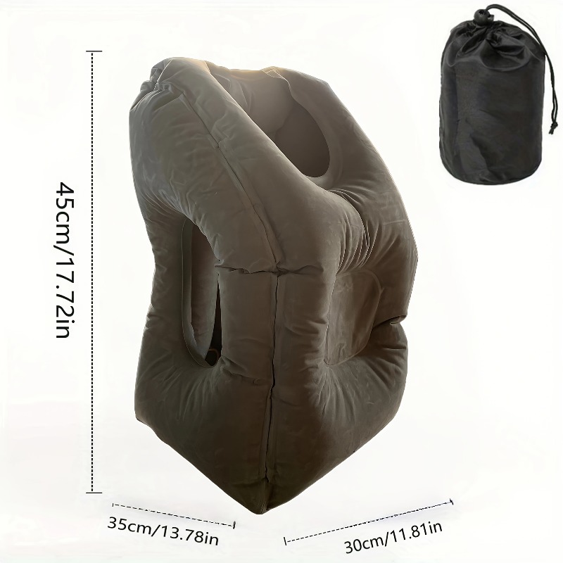 TEMU 2026 New Premium Upgrade Model - Inflatable Travel Pillow - With Hollow-out Pattern, Medium-soft Support, Suitable For Airplanes, Cars, And Home