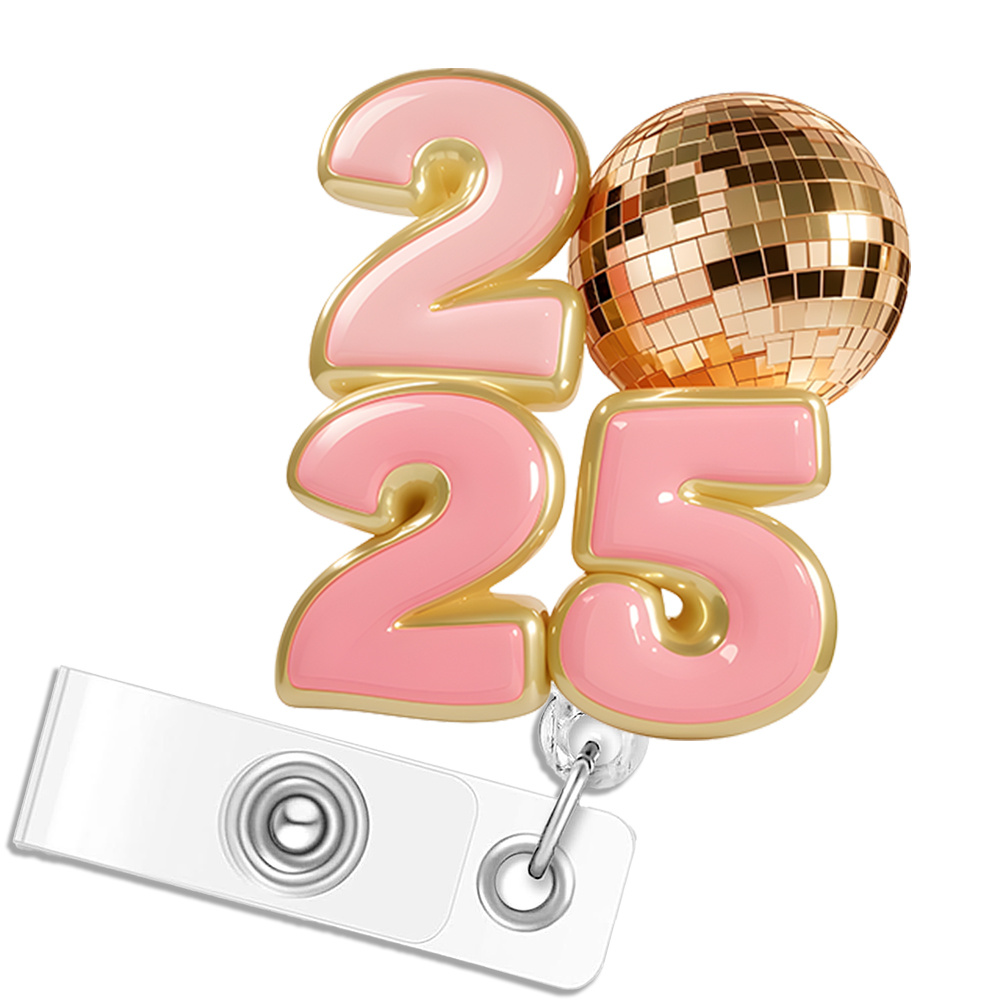 

1pc 2025 New Year Disco, Retractable Id Card Lanyard - A New Year Gift For Doctors, Nurses, Medical Students, And Colleagues