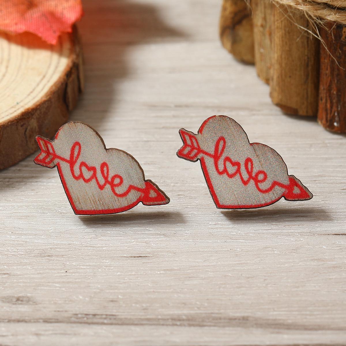 9 pairs, women s fashion earrings, valentine s day   love earrings, wooden color printing cupid s arrow love number 14 calendar earrings, water drop love coffee cup earrings, cross palm bier earrings, valentine s day earrings, wooden material, valentine s day party holiday gift for girlfriend, valentine s day earrings, earrings placement random details 16