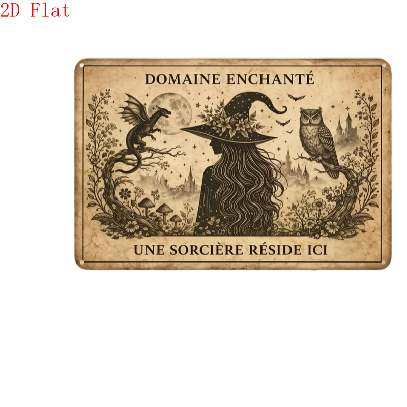 TEMU Plat 2D, Surface Plate 2D, 1 pièce, Impression sur Bois, Décoration Vintage avec Slogan Français, Présentant des Éléments Fantastiques qu'une