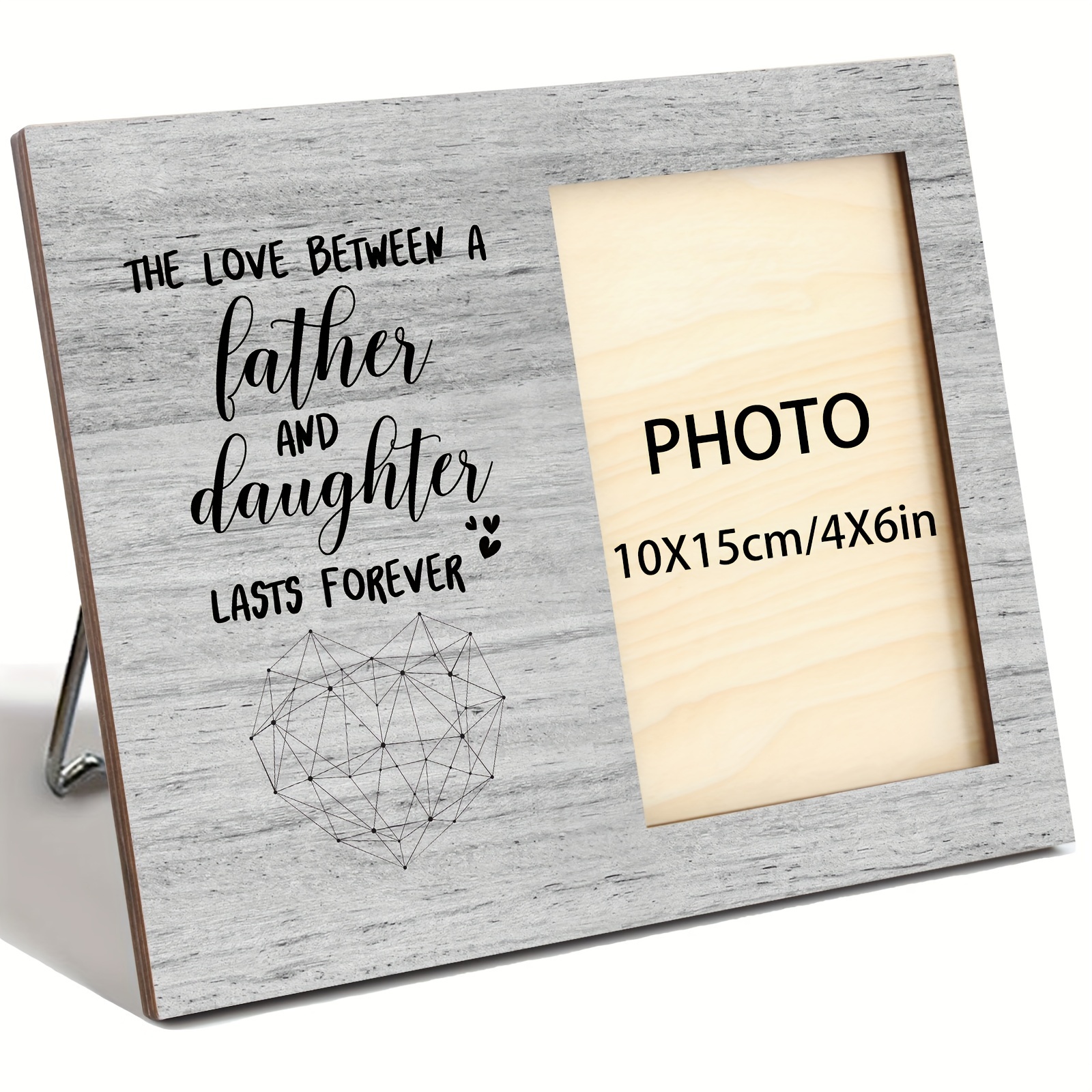 TEMU 1pc Bohemian Modern Wooden Photo Frame Suitable For Father And Daughter - Horizontal Rectangular Tabletop Picture Frame With Wood, Vertical