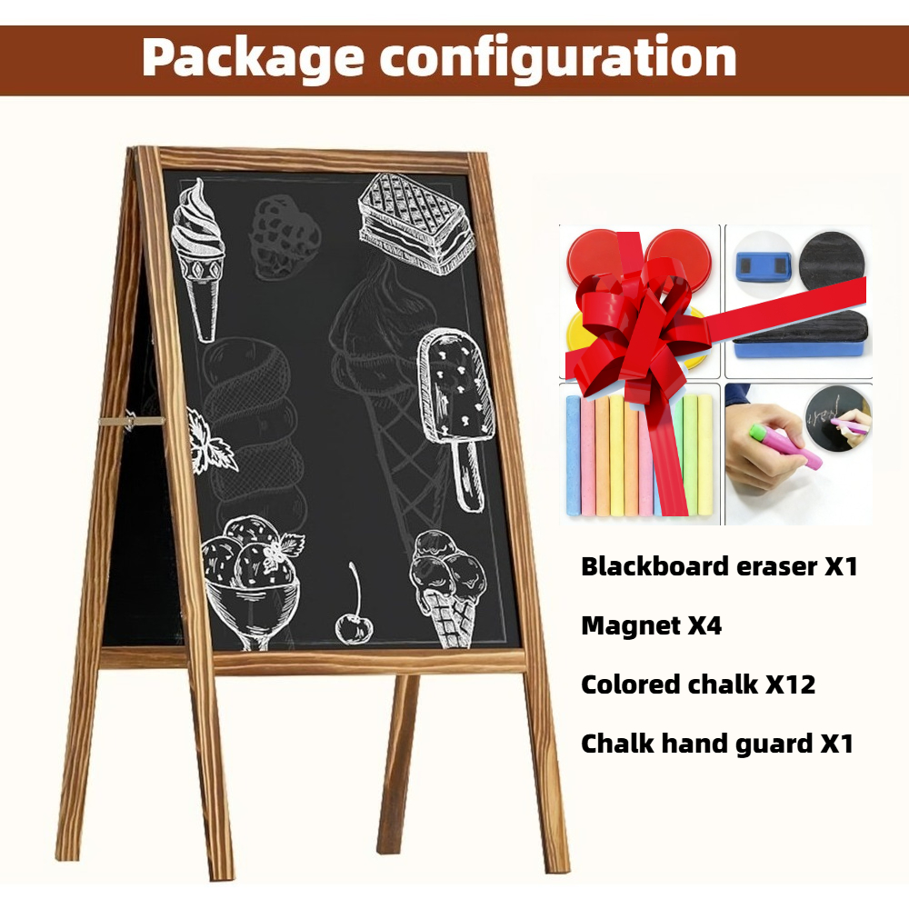 TEMU Wooden Billboard 53 X 95 Cm | Double-sided Magnetic Blackboard With Magnet, Chalk, Eraser | Suitable For Outdoor Drainage And Indoor Display In