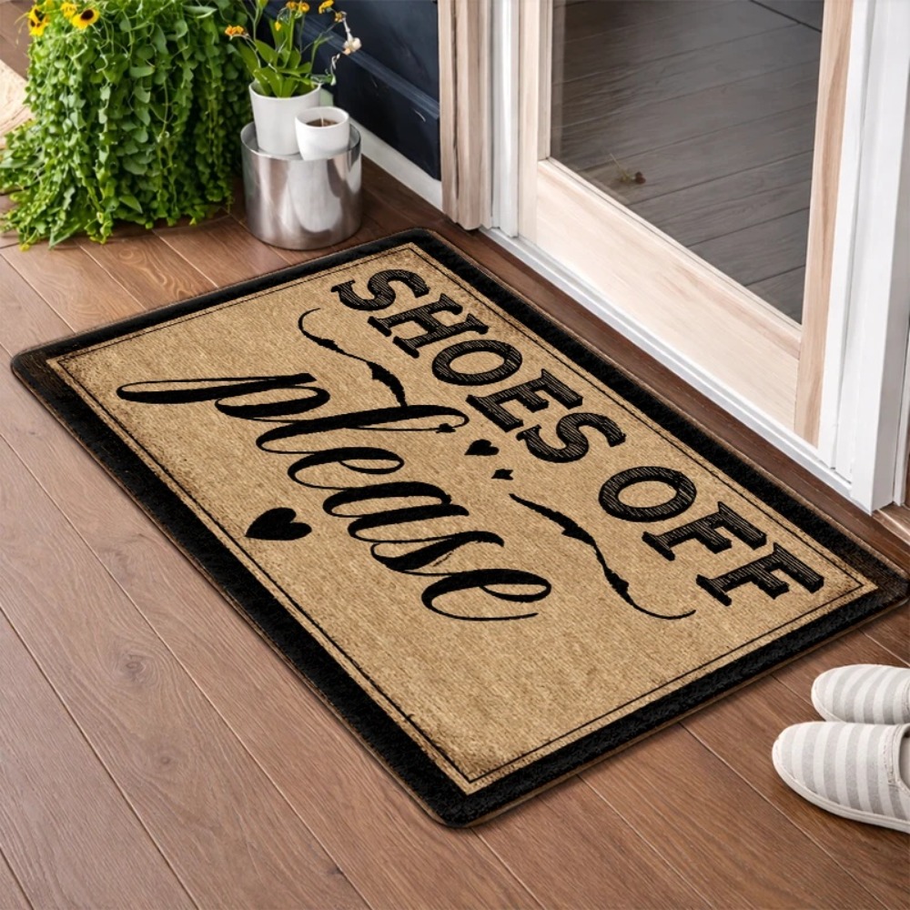 TEMU 2d Flat, 1pc, Durable And Washable Indoor/outdoor Doormat, Please Remove Shoes Printed Entryway Mat, Universal Type, Suitable For Front Door,