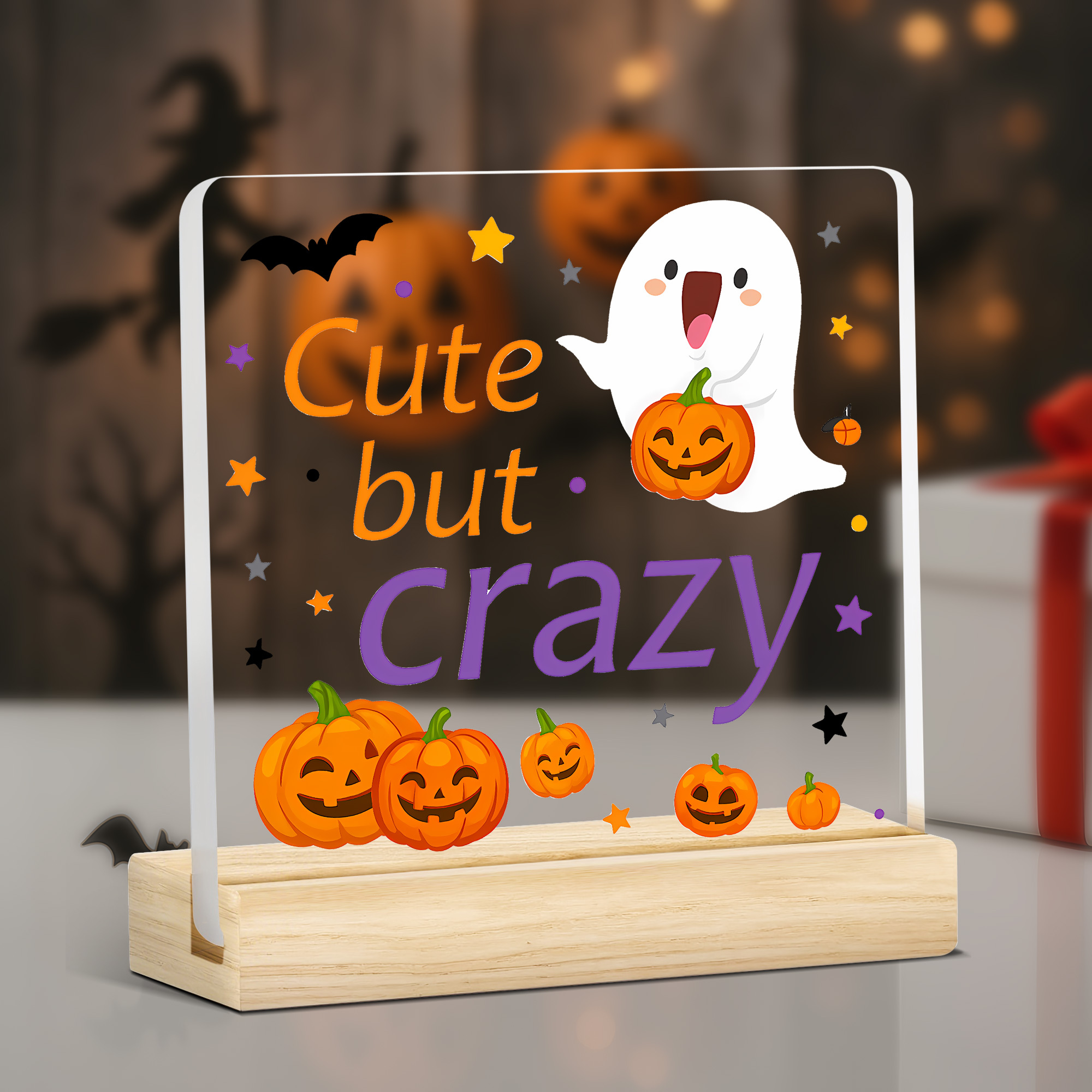 2D Flat, 1pc Halloween Standing Desktop Decoration - Cute and   Pattern Orange Pumpkin Sign, Acrylic Tabletop Ornament, Suitable for Home, Office, Party - No  , Lightweight Halloween Gift for Girls and Adults,   Design,  , Clear Pumpkin Decor, Musical Garden Gnome, Table Song Guitar, Christmas Gift For Coworker Desk, Vintage, Home Decor Item, Apartment Decoration
