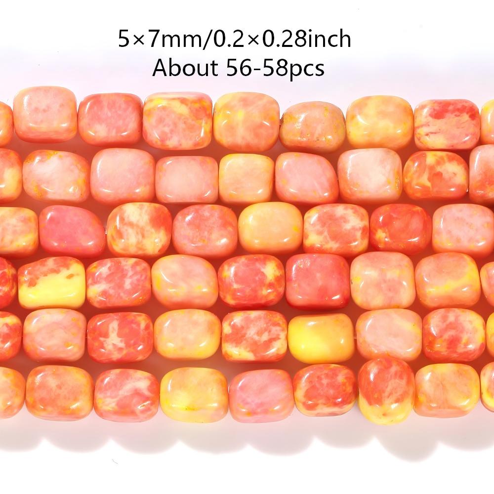 TEMU Perles cubiques 5×7mm en orangé pour la fabrication de bijoux, DIY collier, bracelet, accessoires de boucles d'oreilles, cadeaux, 56-58 pièces