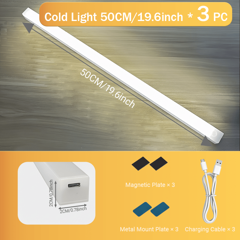 E-shop 3er-Pack Intelligente Bewegungssensor Nachtlichter | Magnetische LED Bar für Bild- und Kunstausstellung | Kabellose Unterbauleuchte | USB