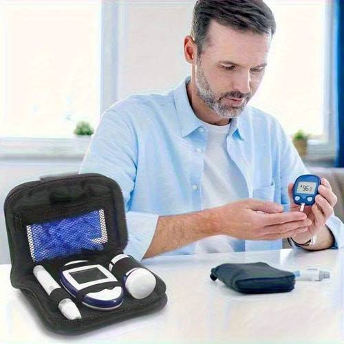 Diabetes Travel Storage Set- Multi-Compartment Portable Blood Meter Case, Monitor Holder, Portable Diabetes Supplies Storage Bag