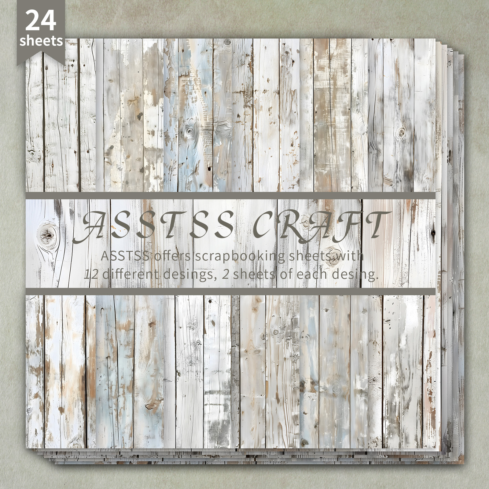 TEMU Bloc de papier de scrapbooking ASSTSS 24 feuilles - Papier cartonné épais adapté au journaling, au collage , aux cartes de vœux et aux loisirs
