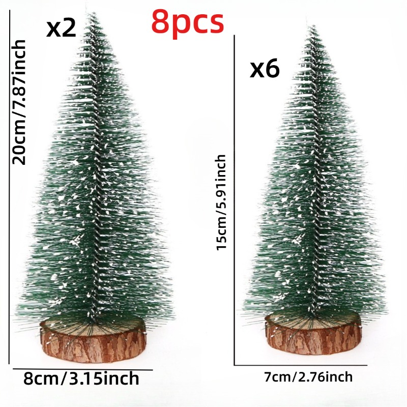 TEMU 8pcs Per Pack/christmas White Small Christmas Trees, Mini Pine Needle Christmas Trees Window Display Desktop Decorations Christmas Trees Window