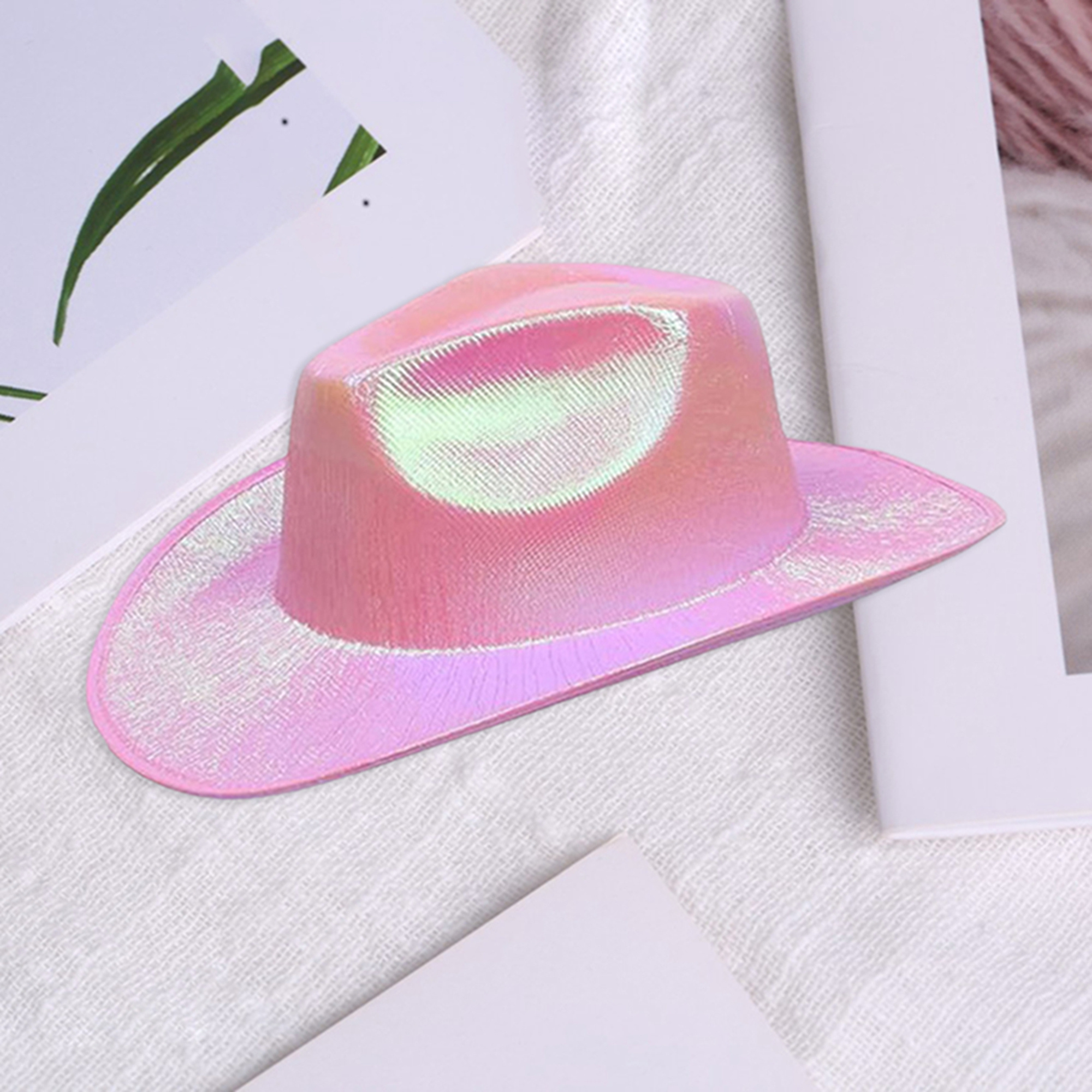 Set of 4 Holo Cowgirl Hat with Glasses, Rave Party 8-Piece LED Cowboy Hat and Heart Sunglasses Set for Women  main image 2
