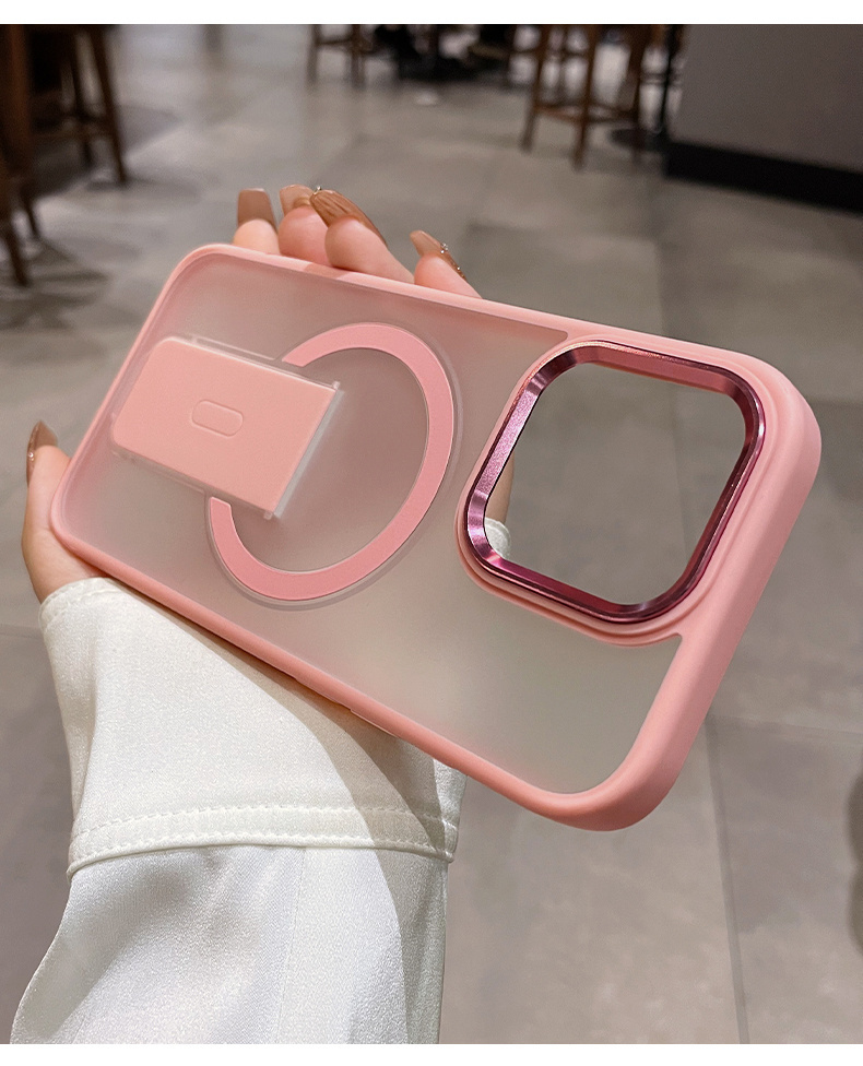 New Stand Compatible with iPhone 16 Pro Max Case Apple 15 Pro New Matte with Stand 14 Pro Max Metal Lens 13 PM Full Protection Anti-drop 12 Pro Magnetic Plus Unisex Simple Case