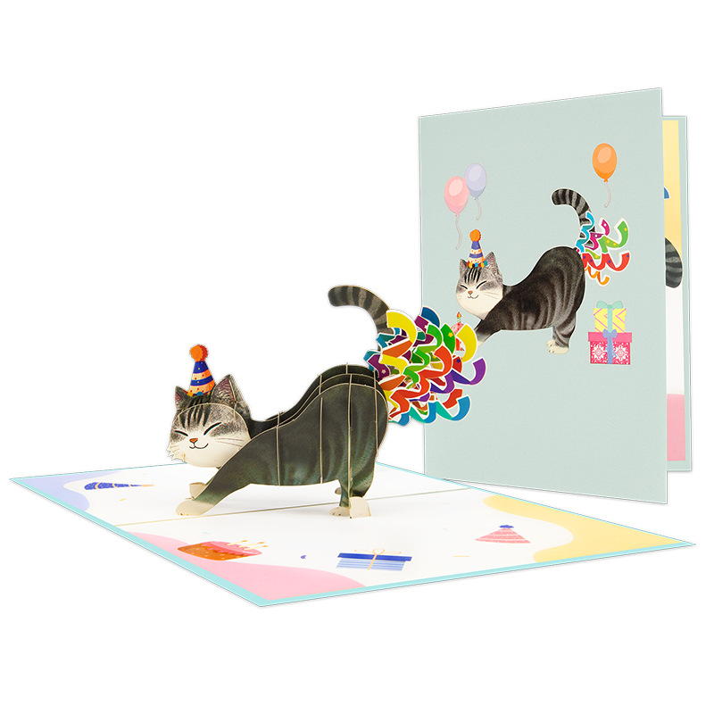 TEMU [party Invitations]3d Cat Farting Confetti Funny Birthday Card, Cat Mom Or Dad Bday Pop-up Cards For Friend, Mom, Dad, Husband, Wife, And Cat