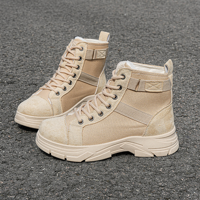 TEMU Women's Casual Sneakers, High-top Boots With Design, Lace-up, Wear-resistant Outdoor Casual Shoes, Women Shoes