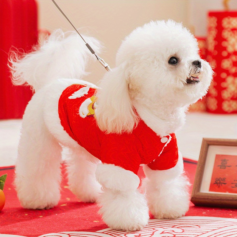festive chinese new year dog coat warm padded pet apparel Temu