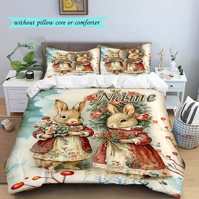 

Name Rabbit Duvet , , Tear-, , Washable, 1 Duvet Cover And 2 Pillowcases, For , For , Christmas Decor