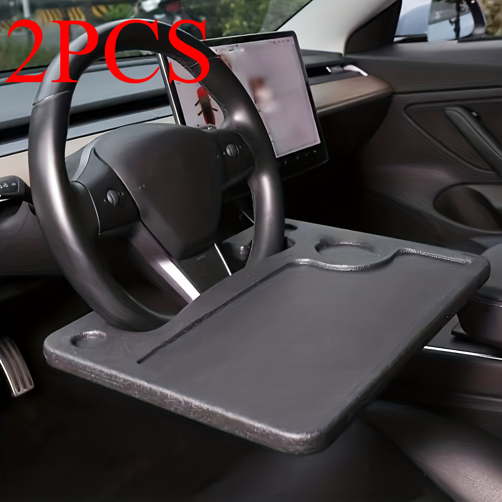 Multifunctional Car Steering Wheel Tray - 2-in-1 Laptop Desk & Food Tray, Fits Most Cars (Black)