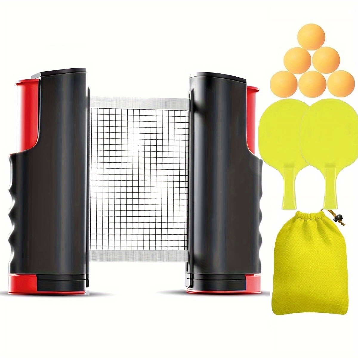 TEMU 1 Juego de Entrenamiento de Tenis de Mesa Portátil, que Incluye Retráctil, 2 Racquets, 6 Pelotas de Tenis de Mesa y una Bolsa de Almacenamiento