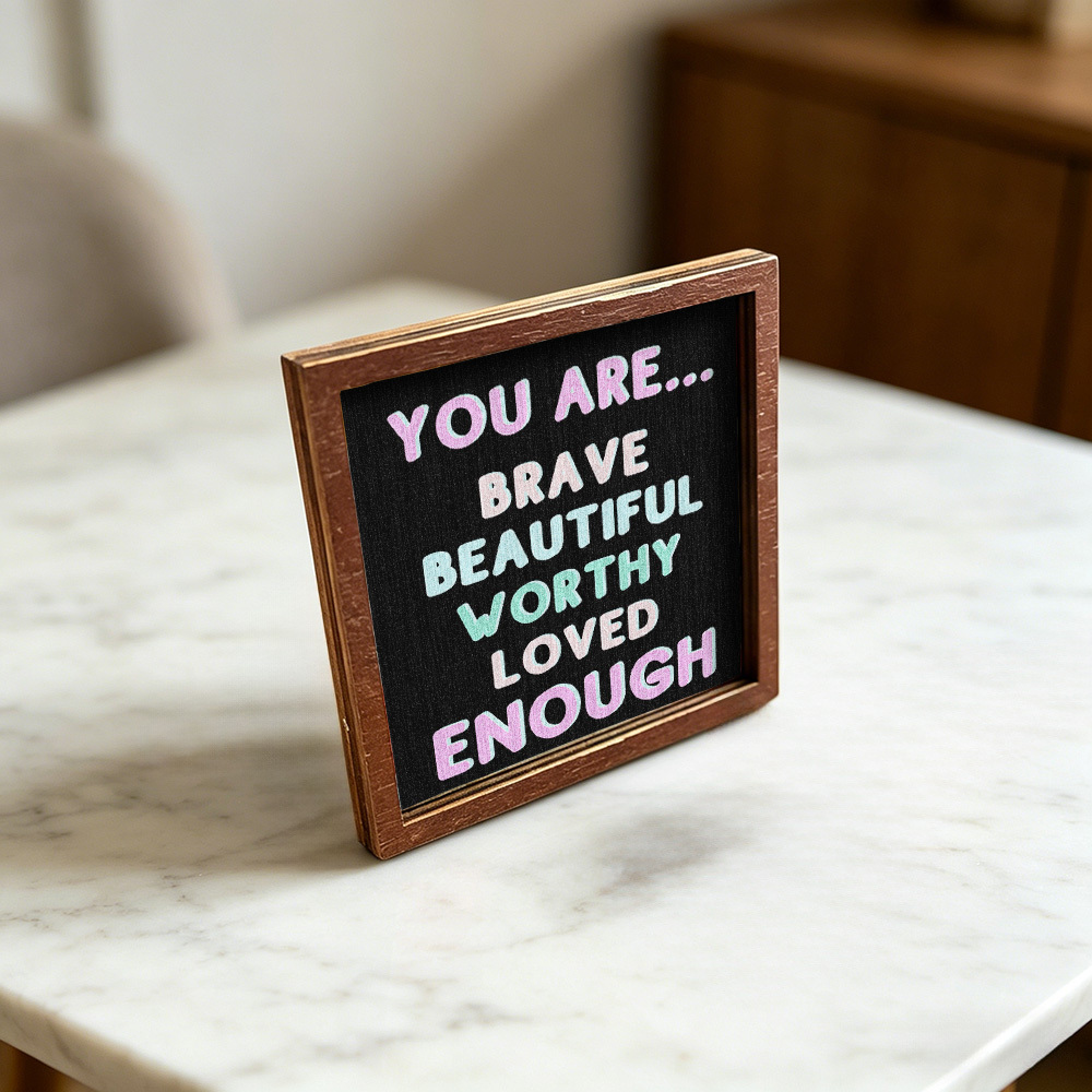 TEMU 1pc Duflinud Wood Fridge Magnet With Positive Quotes - Square Frame Suitable For Kitchen & Office Decor, Colorful Encouragement Board Magnets,