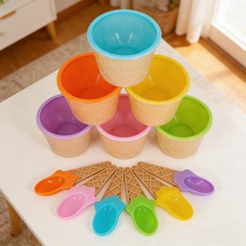 item picture 7sets and 7 spoons random ice cream mixing bowls suitable for cooking and play for fruit salads and puddings yogurt desserts durable and easy to clean resistant to high and low temperatures