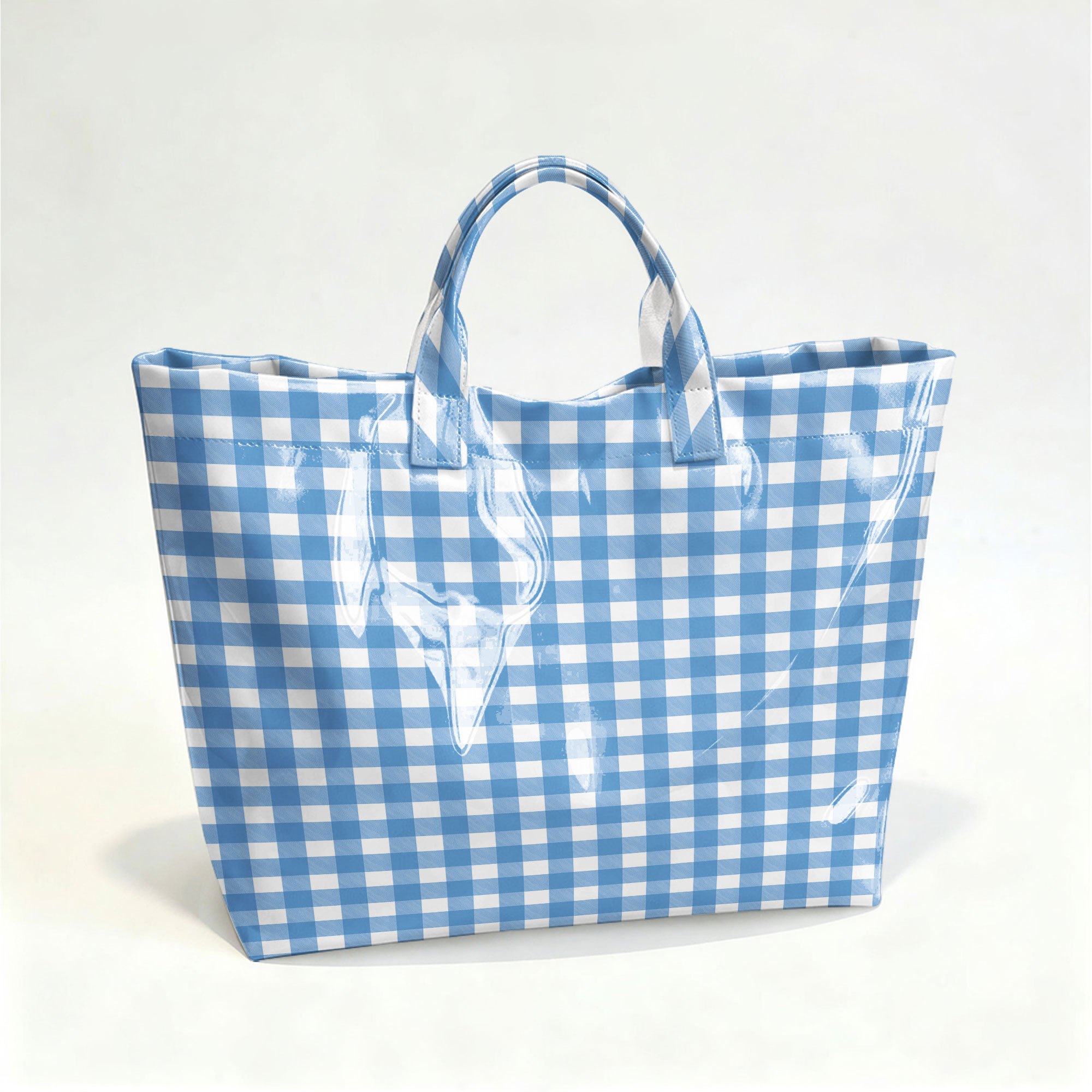 TEMU Women's Pvc Geometric Pattern Tote Bag Large Capacity Lightweight Handbag With Vertical Stripes, Multi Functional Commuter Travel Bag Suitable