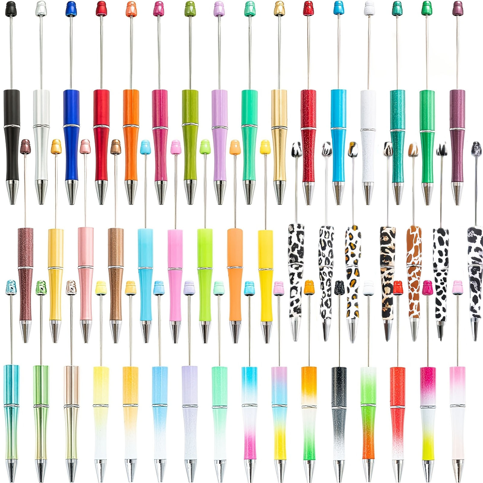 TEMU 50pcs Random Color Beaded Ballpoint Pens, Suitable For Halloween, Christmas Handmade Beaded Pen , Back-to-school Gifts, Party And Festival Gifts