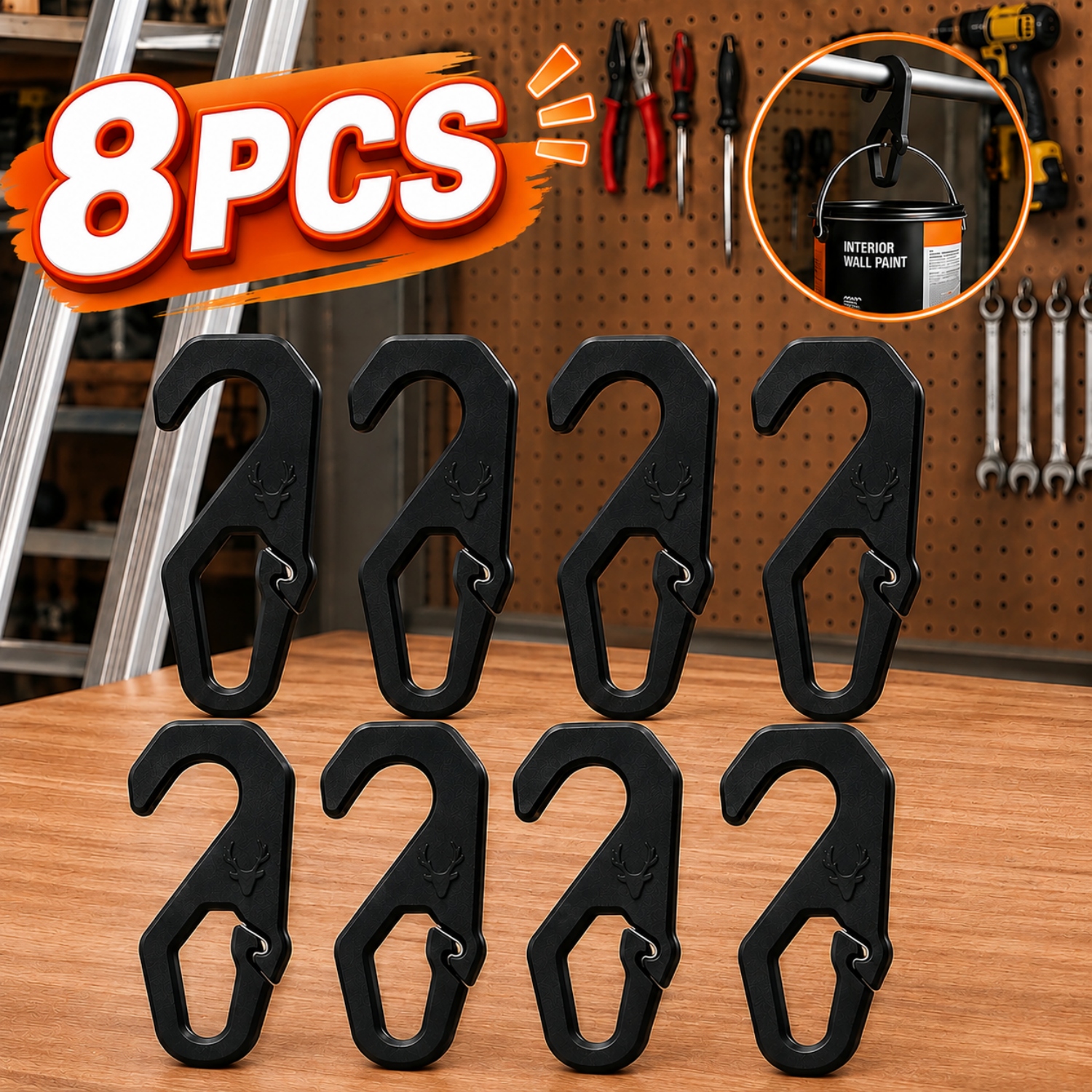 TEMU 8pcs Ladder Mount Utility Hooks, Practical Accessory For Wall And Roof Renovation Work, Reduce Repeated Up And Down Climbing On Ladders,