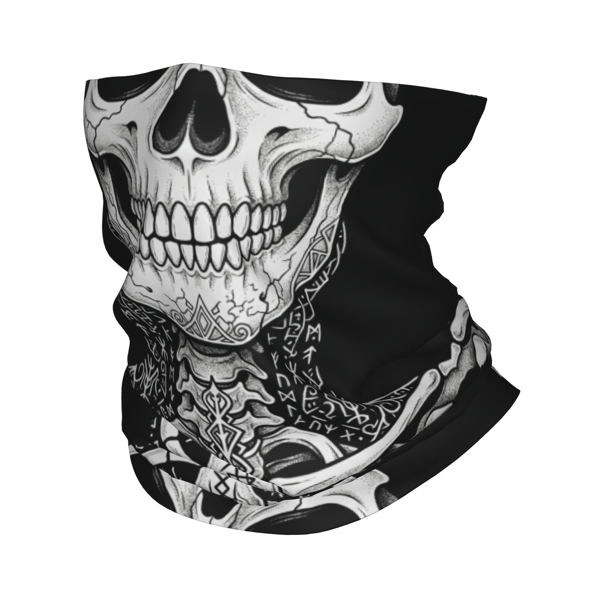 TEMU 1 pièce Bandana Cache-cou Écharpe de Visage Imprimé à Plat 2D Osseuse à Runes pour Randonnée, Unisexe Adulte Hiver, à Plat 2D