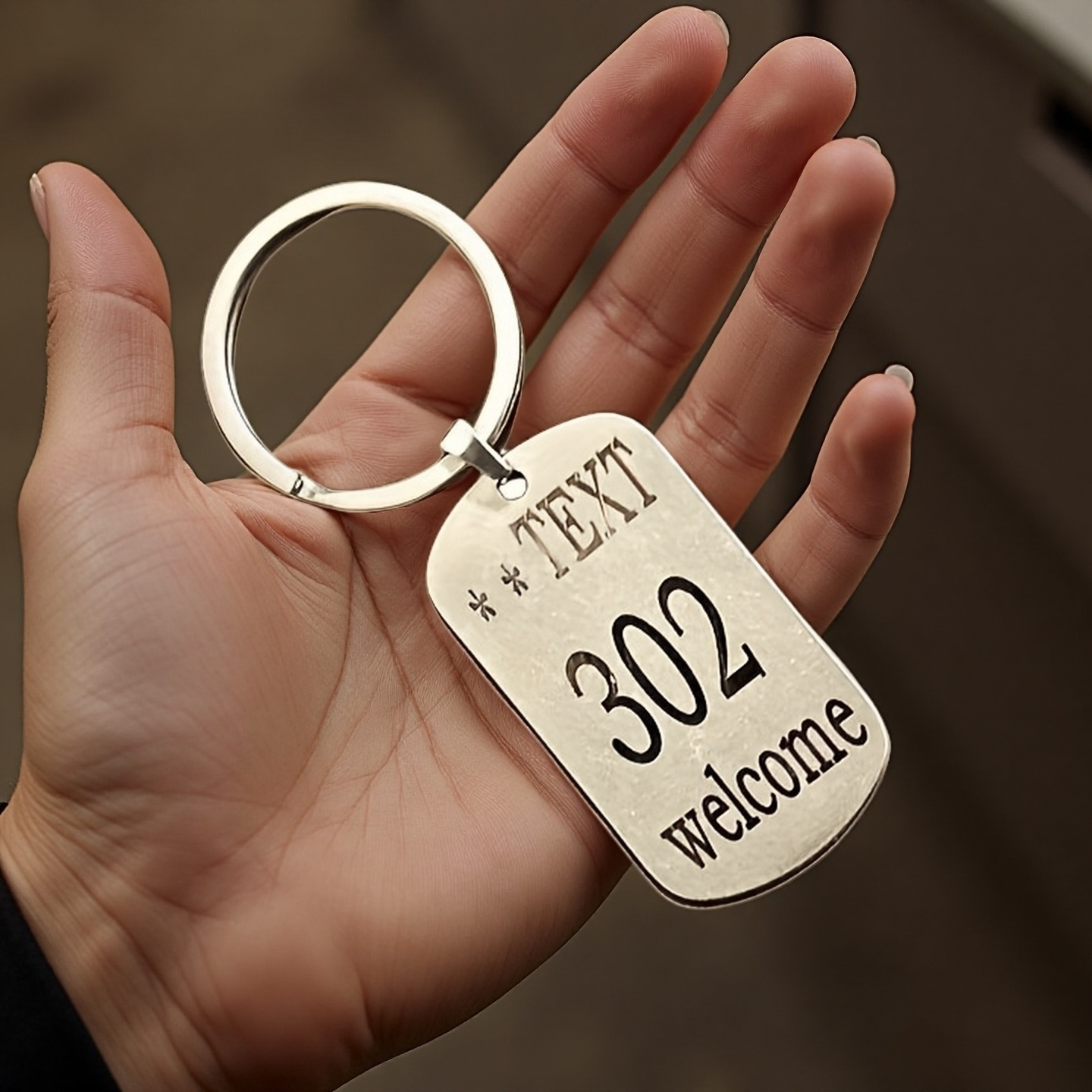 TEMU Porta llaves de metal personalizables para hoteles, tu de identificación de habitaciones con etiquetas antipérdida y números para hoteles, y