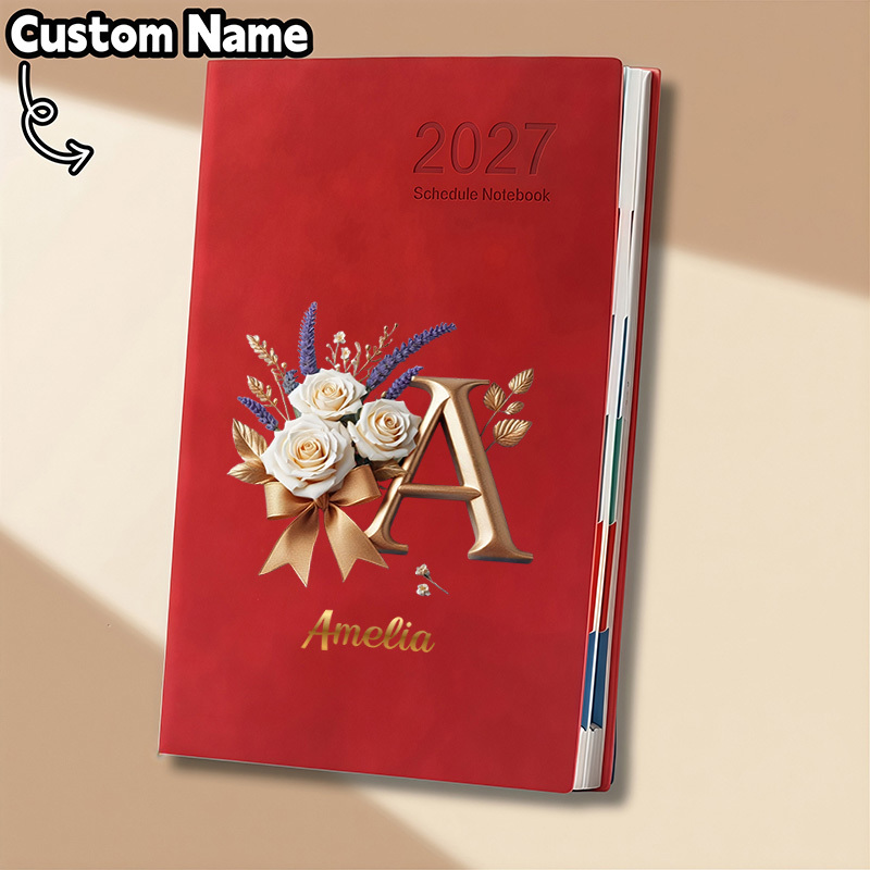 TEMU Custom 2027 Planner Notebook, Personalized Initials Name Pu Leather Notebook, Custom Daily