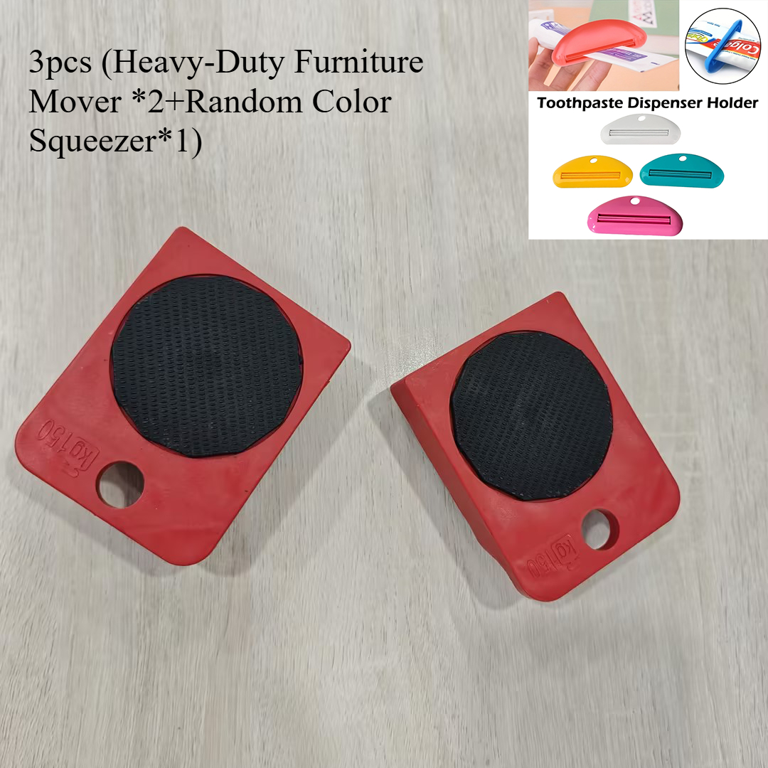 TEMU Set da 3 pezzi (Spostamobili per carichi pesanti *2 + Spremitubo per dentifricio in plastica casuale *1) di trasloco in plastica con rotelle