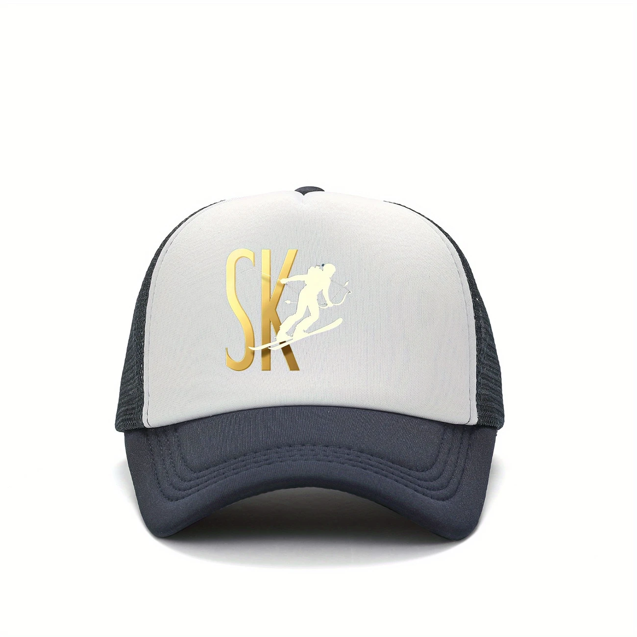 snapback baseball cap with sk print design polyester wear ideal gift for family sports cap casual headgear durable details 3