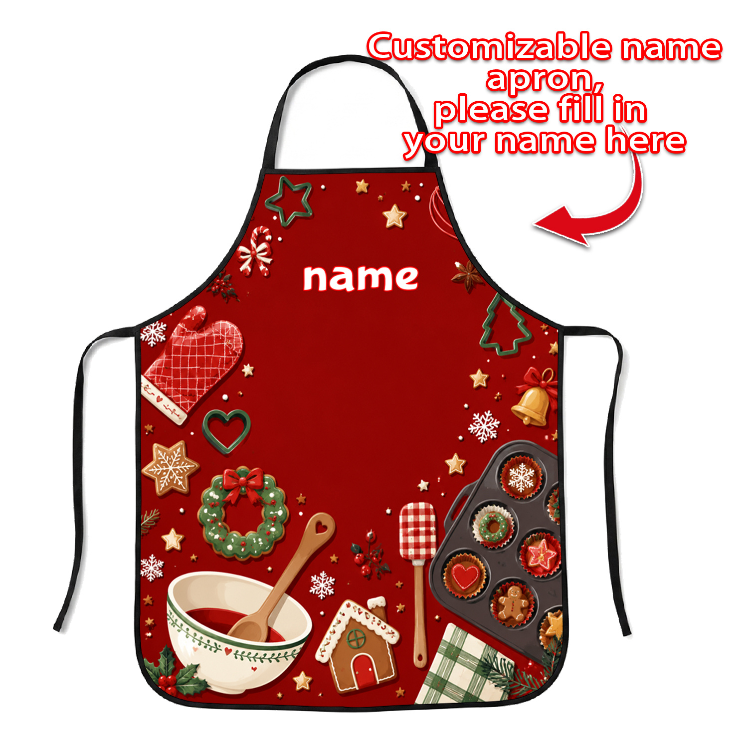 TEMU Tablier Personnalisé avec Nom, Tablier de Cuisine de Noël pour Pâtisserie, Cadeau Idéal pour , , le Barbecue et la Décoration de Fêtes pour Amis