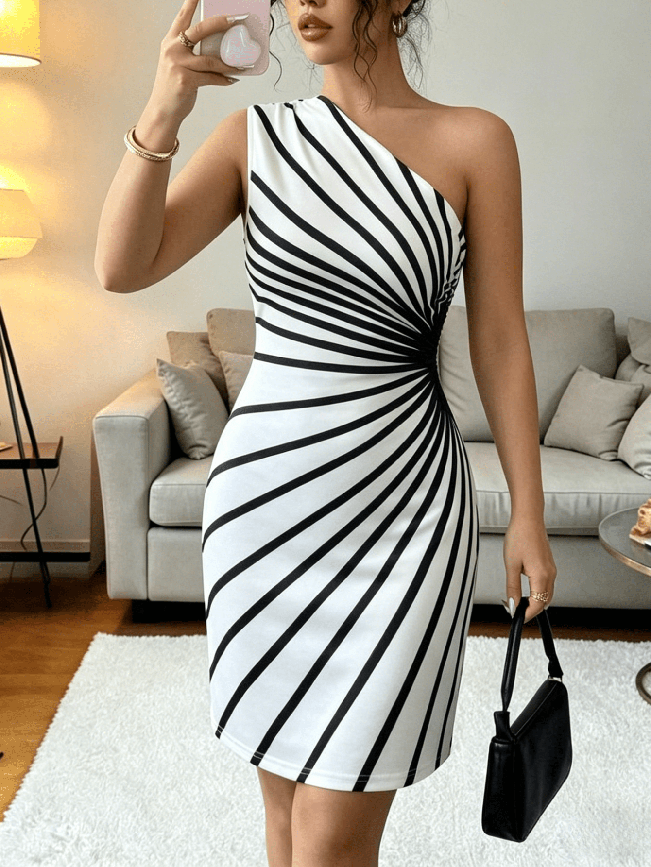 semi formal dresses floral Paillettes Bicolor Stripes Dress main image 0