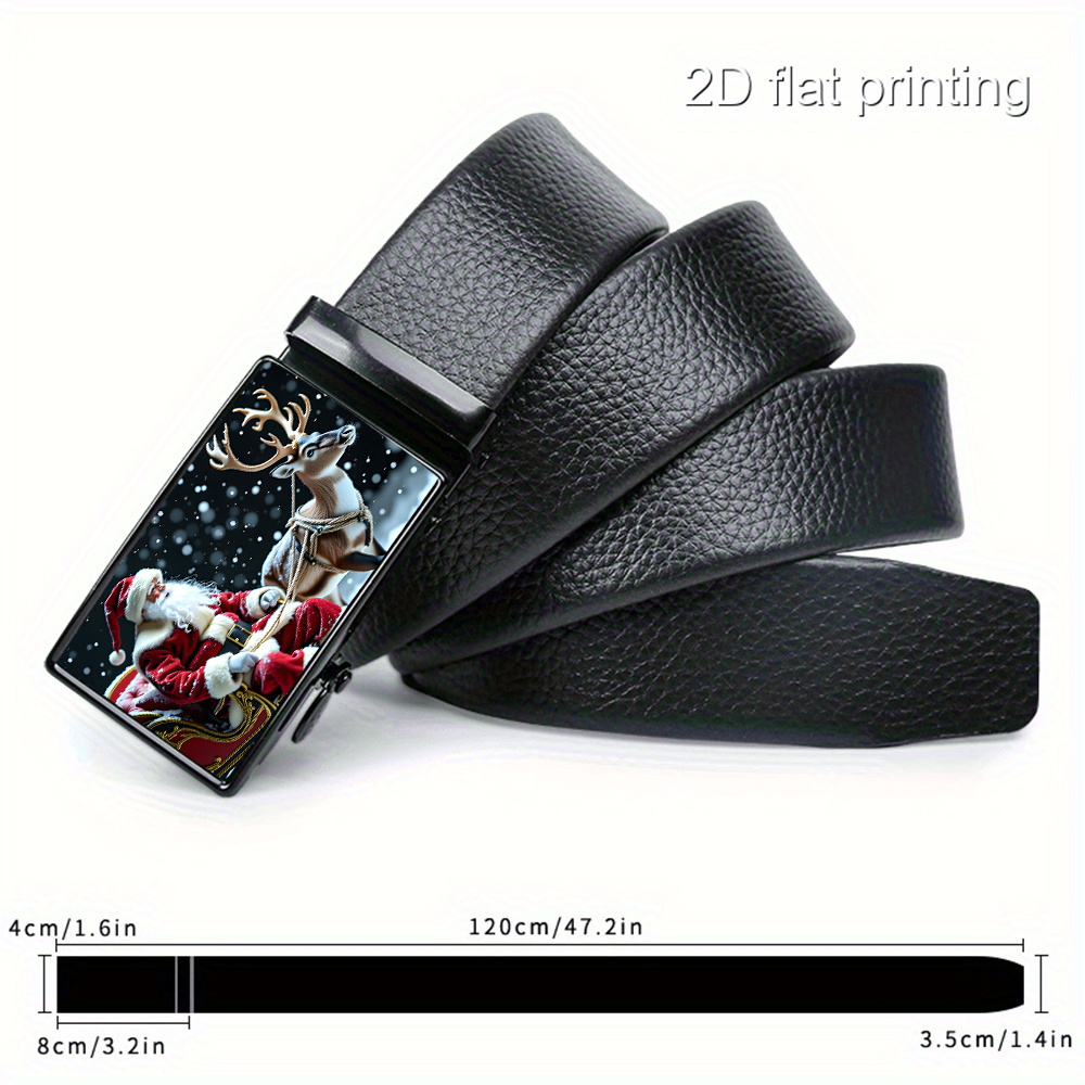 TEMU A 2d Festive Classic And Winter Pattern Art Design - A Durable, High-quality Exquisite Belt, 's Sliding Belt, An Adjustable Business Belt