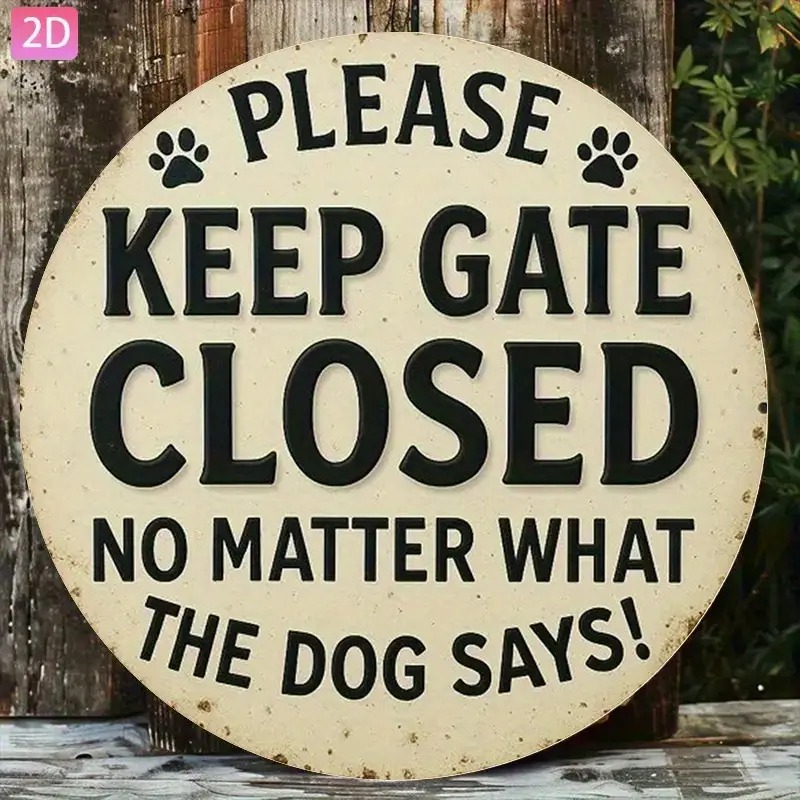 TEMU 2d Flat - 【2d Flat】 2d Flat-[3d] 2d Flat, [whatever The Dog Says] 1pc Vintage "please Close The Door" Aluminum Sign, 2d Flat Wall Decoration,