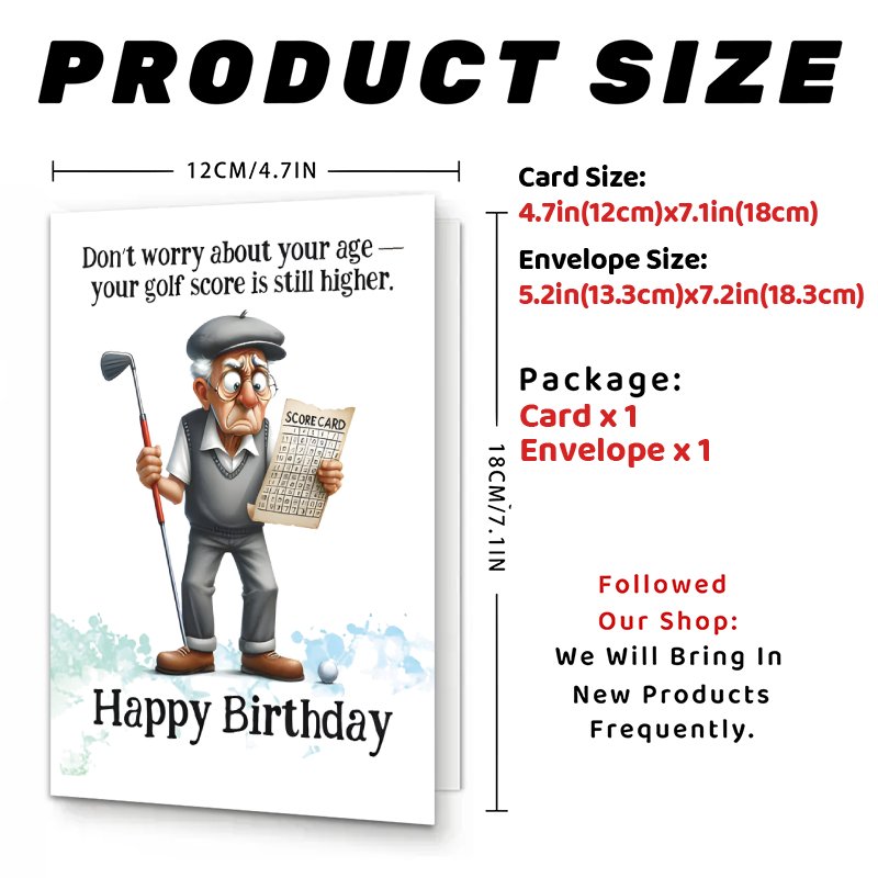 TEMU 1pc Humorous Golf-themed Happy Birthday Greeting Card, Perfect Birthday Gifts For , Men And Women, Party Decorations, With Envelope