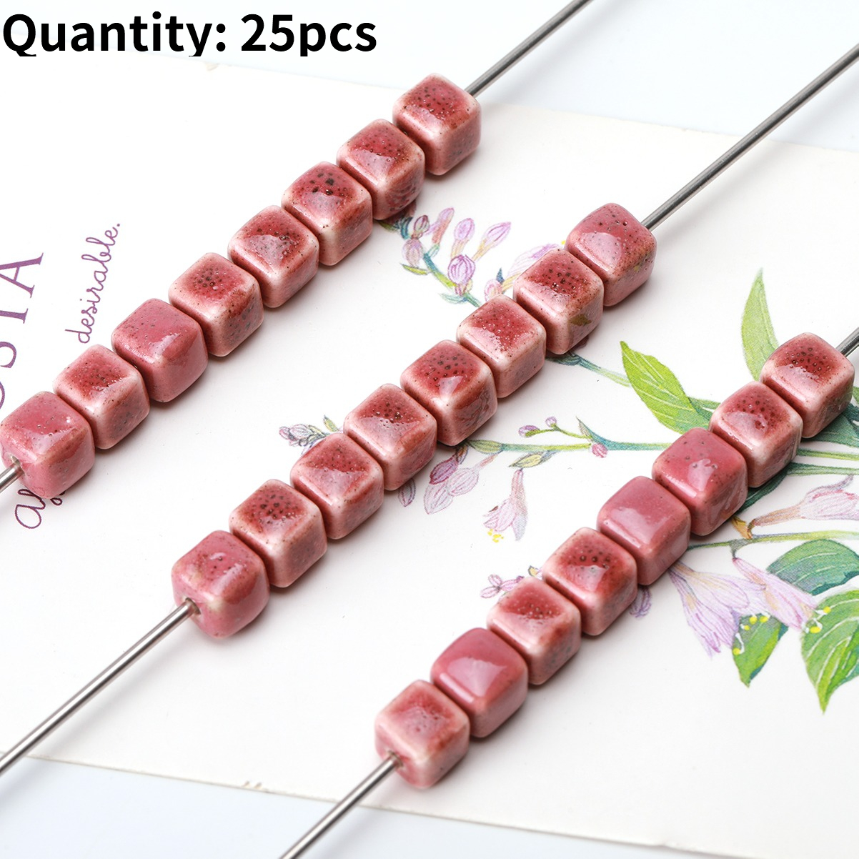 25pcs Vintage Speckled Glazed Ceramic Beads for DIY Jewellery Making