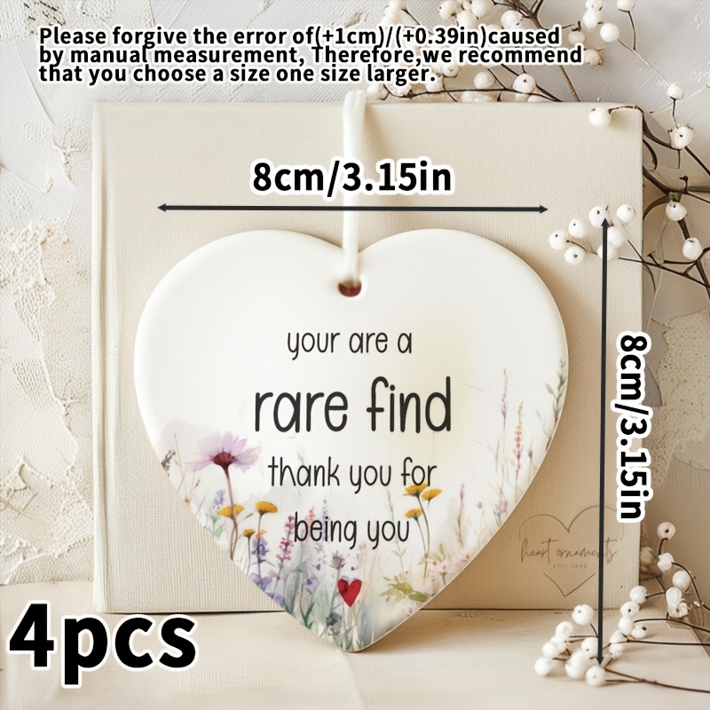 TEMU 2D Plat - Ensemble de 4 Pendentifs en Acrylique de Cœur, Parfaits pour Suspendre sur les Sacs, , ou Comme Décoration Murale. Idéal comme Cadeau
